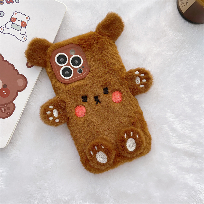 Korean 3D Cartoon Bear Fluffy  - Apple Iphone 15 Pro Max 评论和价格