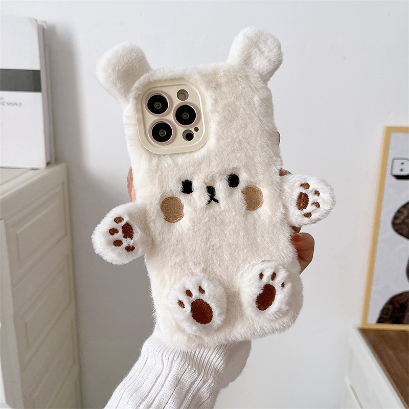 Korean 3D Cartoon Bear Fluffy  - Apple Iphone 15 Pro Max 评论和价格